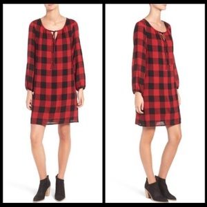 NWT Madewell Dress Size M Black/Red Buffalo Plaid